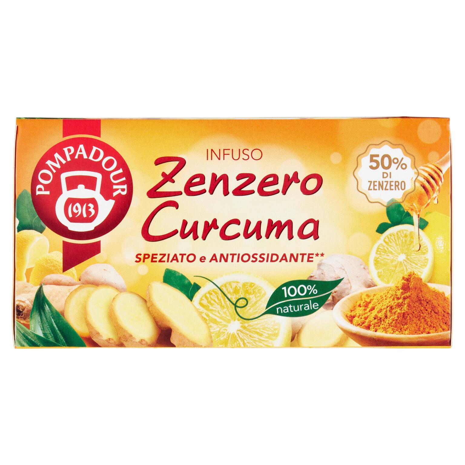 Infuso zenzero e curcuma 20 filtri Pompadour