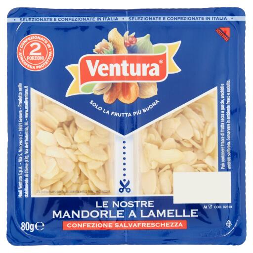 Mandorle a lamelle vaschetta 2x40 g Ventura