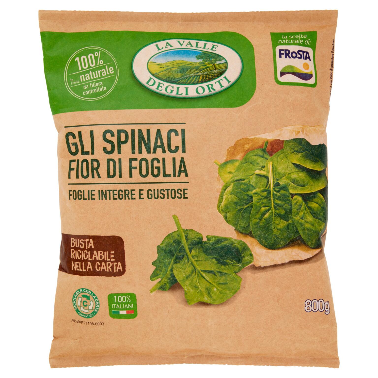Spinaci Fior di foglia 800g La Valle degli Orti Frosta