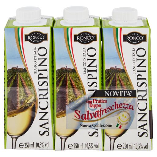 Vino bianco 10,5° Sancrispino brick 25clx3 Cantine Ronco