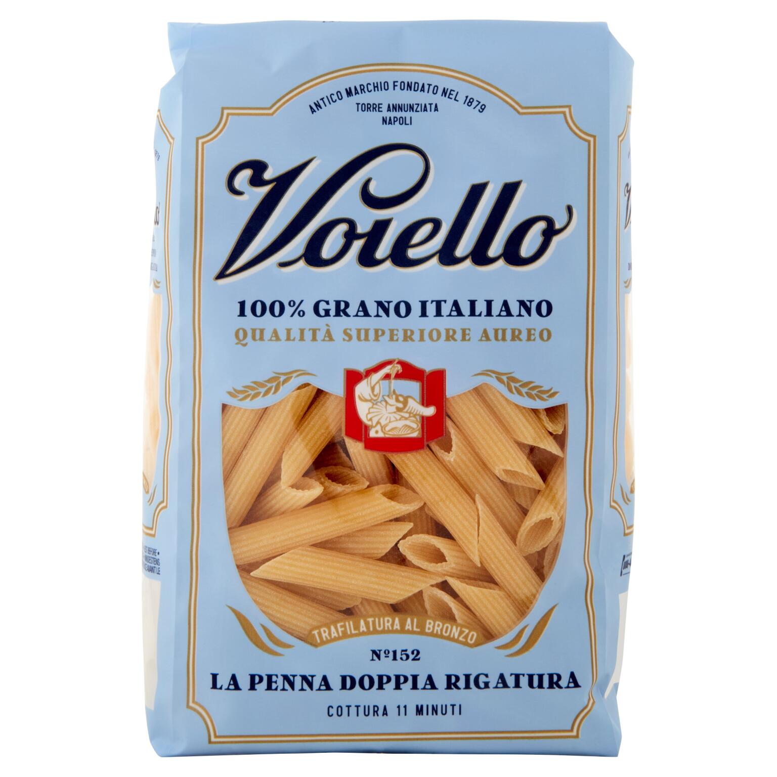 Penne rigate pasta di semola di grano duro trafilata bronzo n°152 500g Voiello