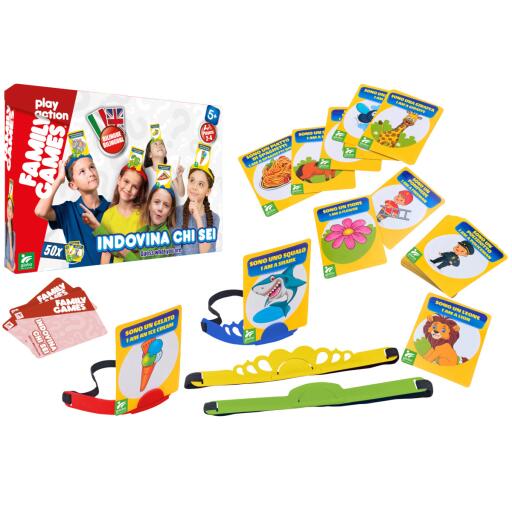 Gioco indovina chi sono? con 50 carte bilingua Family games