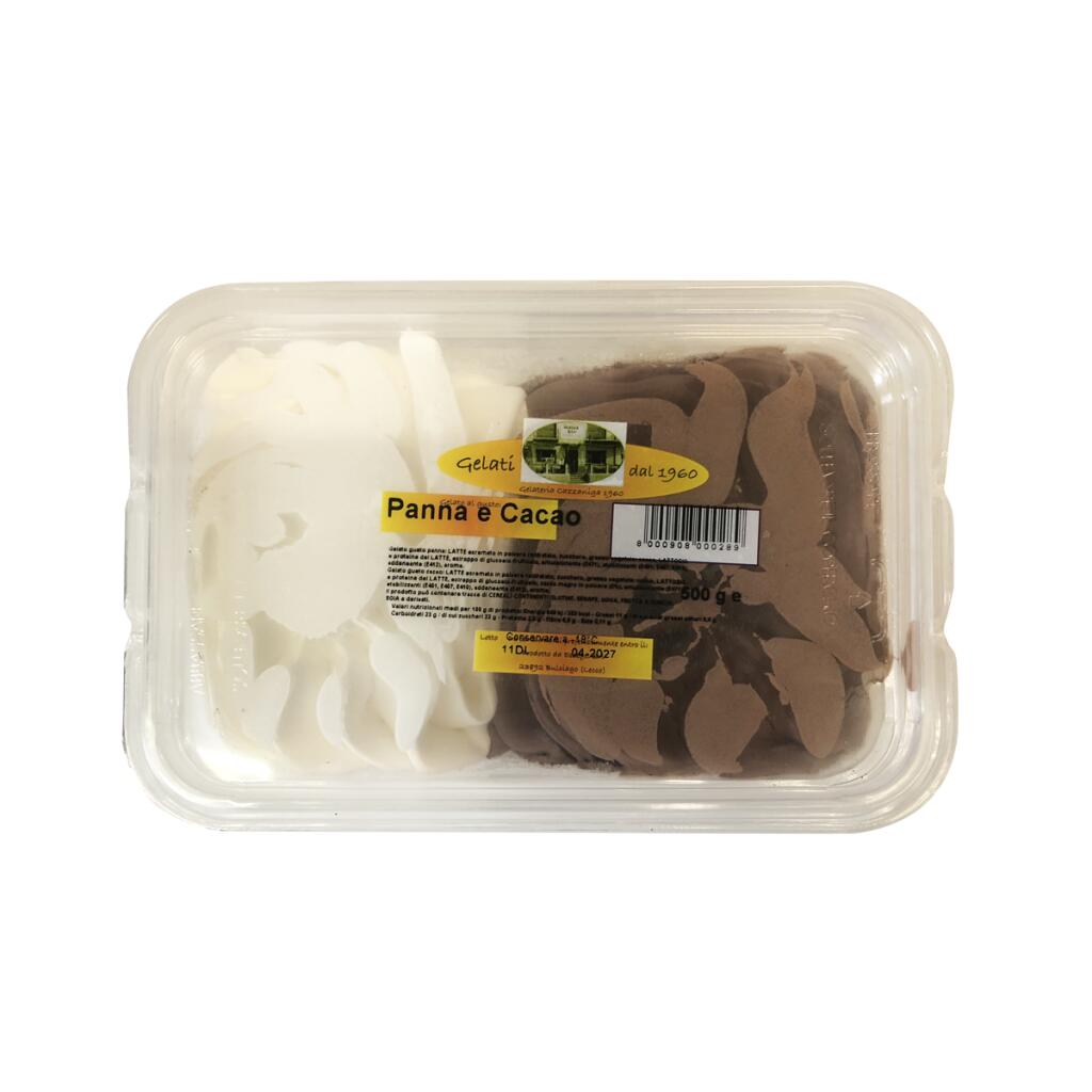 Gelato in vaschetta al gusto panna e cacao da 500g