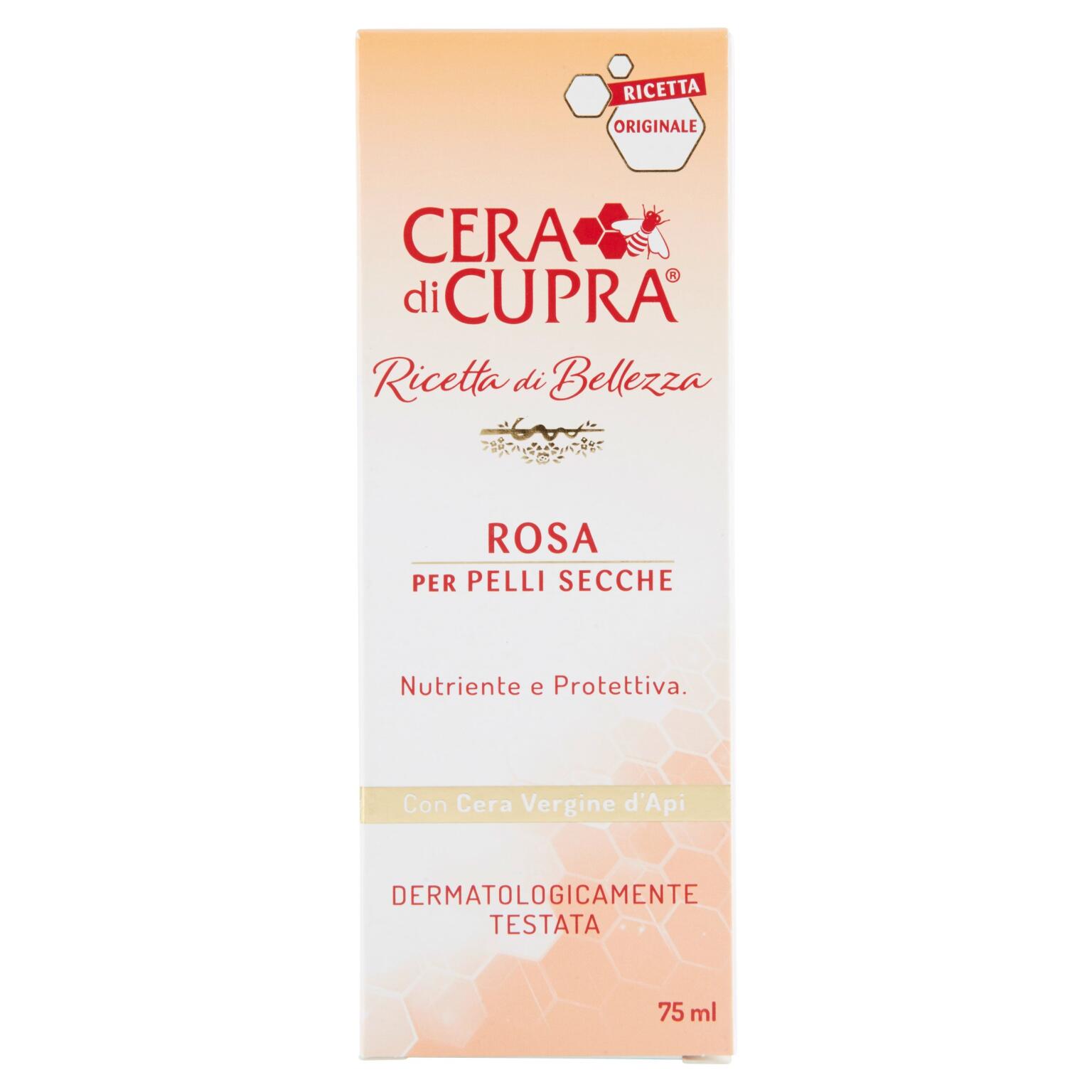 Crema per pelli secche nutriente e protettiva con cera vergine di api rosa tubo 75ml Cera di Cupra