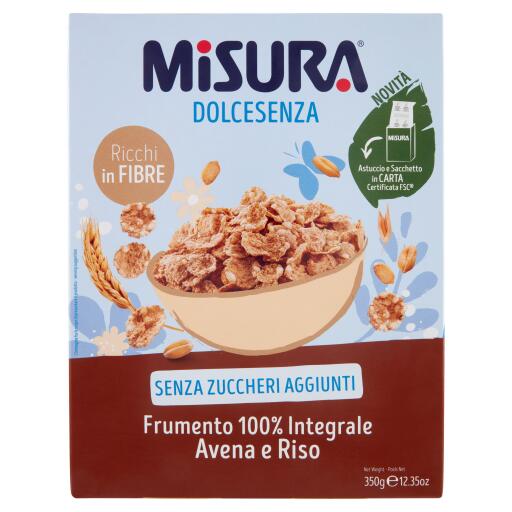 Cereali dolcezenza fiocchi integrali riso e avena 350g Misura
