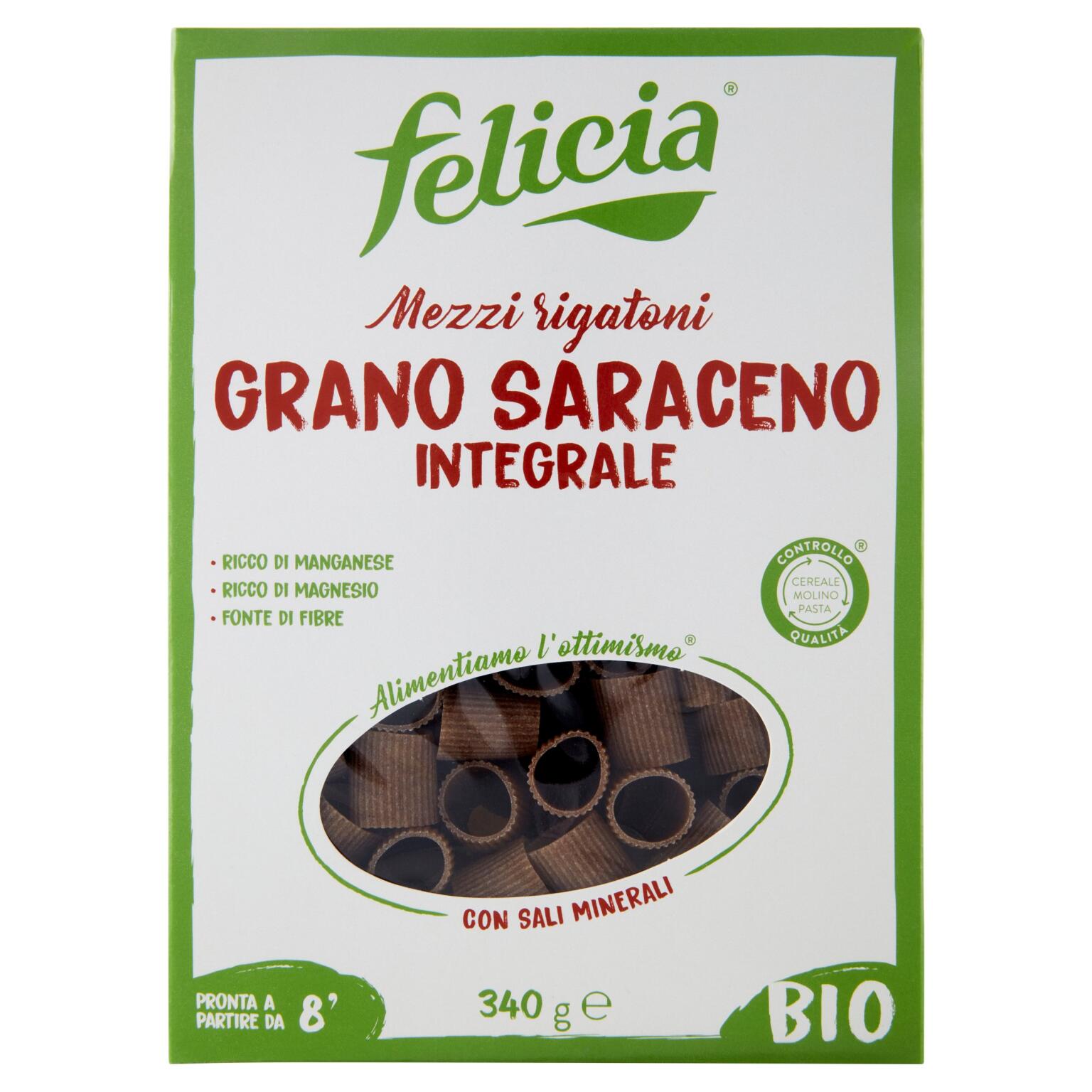 Mezzi Rigatoni con Farina 100% Grano Saraceno Integrale 340g Felicia
