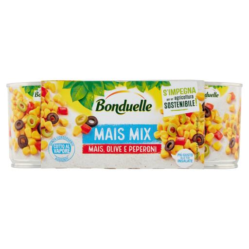 Mais Olive e Peperoni 3x170g Bonduelle