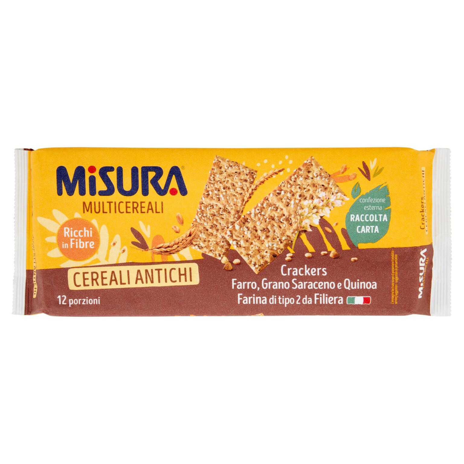 Crackers Multigrain con cereali soffiati - riso, grano saraceno e farro - 350g Misura