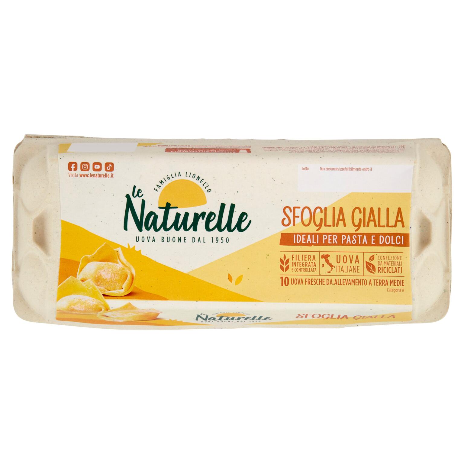 Uova Naturelle sfoglia gialla M da allevamento a terra conf.x 10