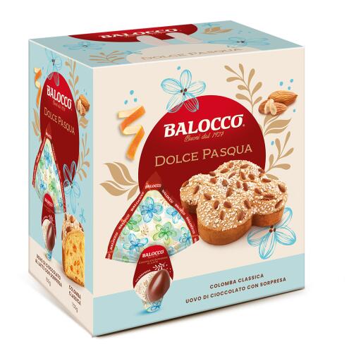 Dolce Pasqua Balocco -Colomba classica 700g + Uovo di Cioccolato al latte 150g con sorpresa