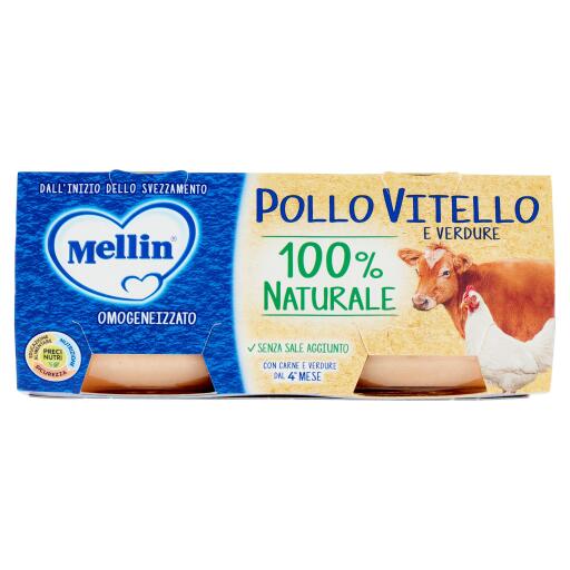 Omogeneizzato Pollo, Vitello con verdure 2x80g Mellin