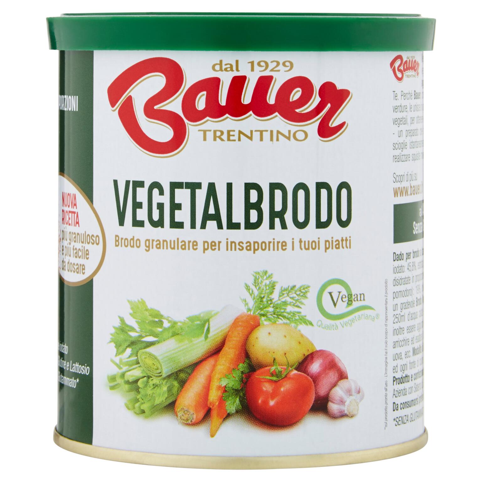 Vegetalbrodo granulare istantaneo con sale iodato 200g Bauer senza glutine