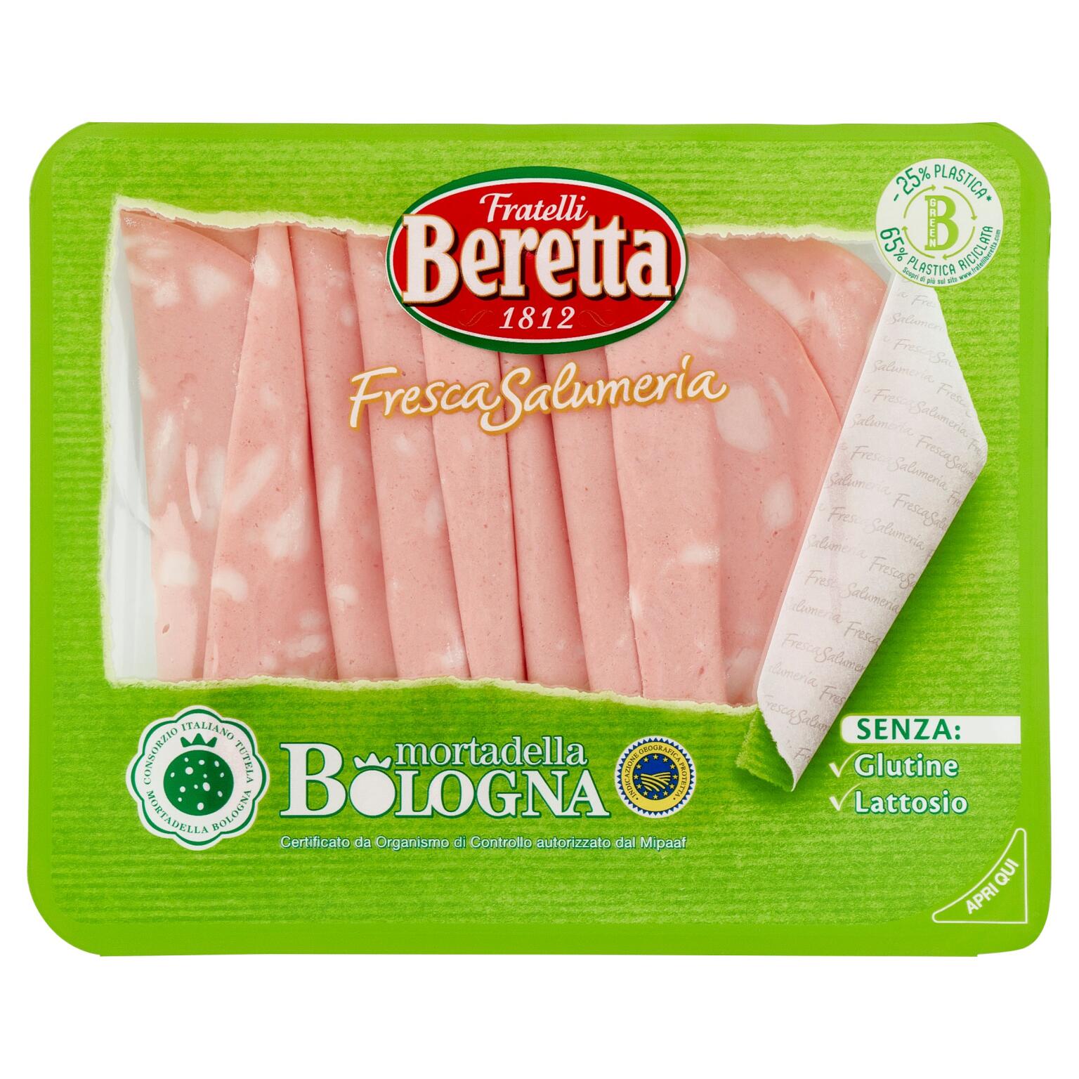 Mortadella alta qualità 120g La fresca salumeria Fratelli Beretta senza glutine e senza lattosio