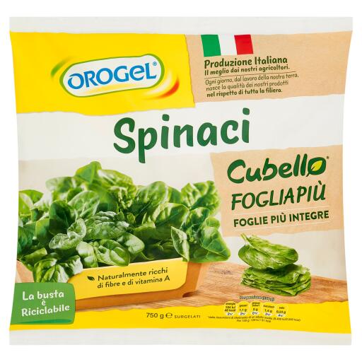 Spinaci Cubello Foglia Più 750g Orogel