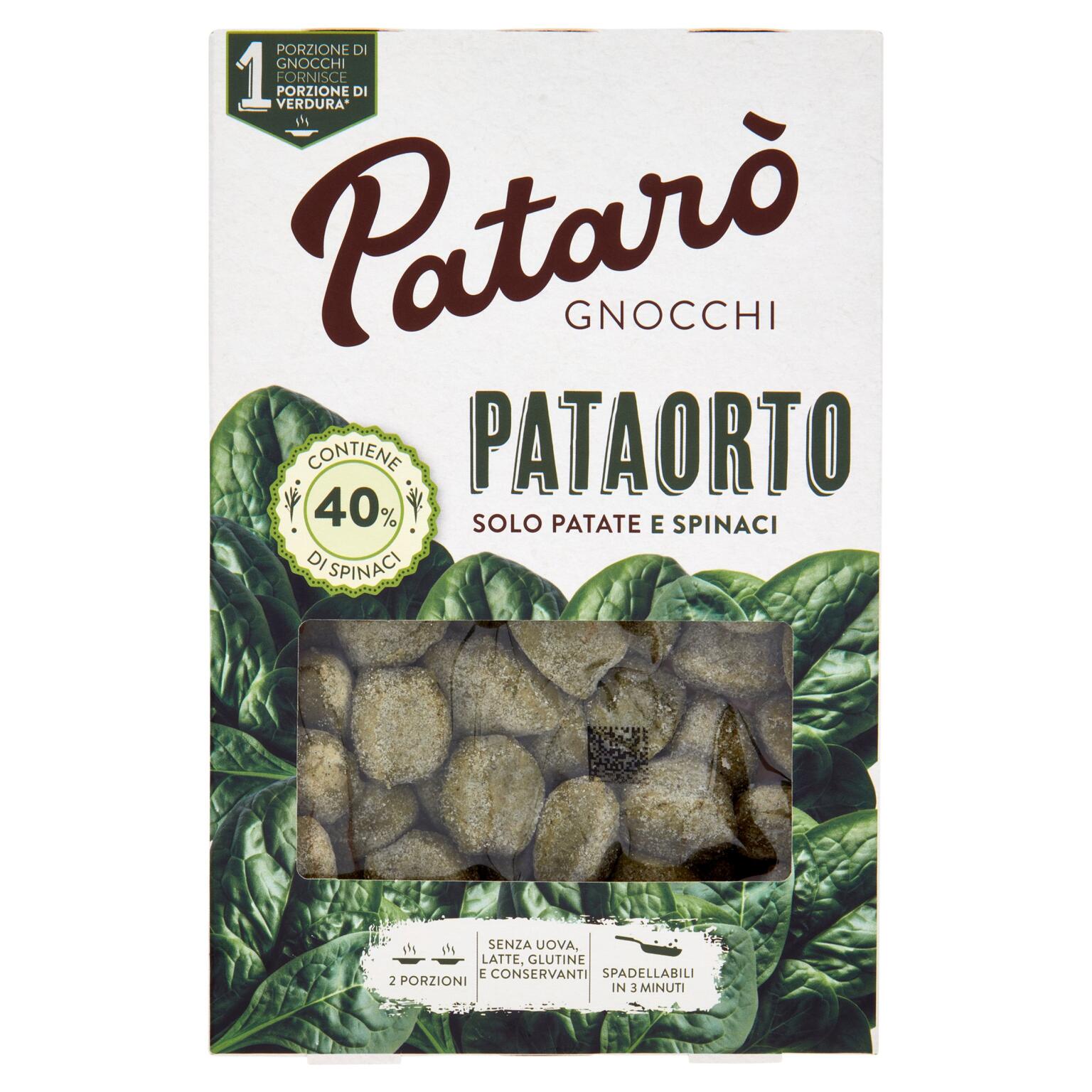 Gnocchi con spinaci 400g Pataorto Pataro'