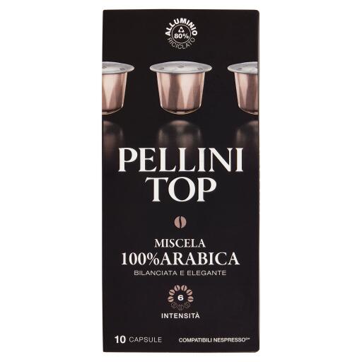10 Capsule di caffè miscela 100% arabica compatibili Nespresso 55g Pellini Top