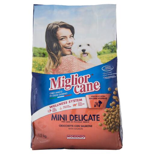 Migliorcane Mini Delicate crocchette con Salmone 1,5kg Morando