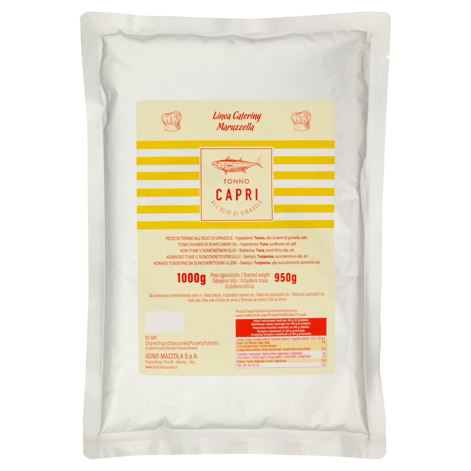 Tonno in busta in olio vegetale 1kg Capri