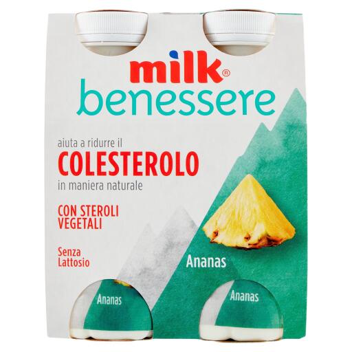 Milk Ananas confezione da 4 bottigliette 400g aiuta a ridurre il colesterolo