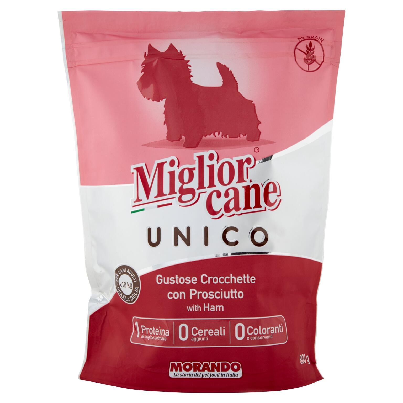 Crocchette di suino e prosciutto unico 800g Migliorcane