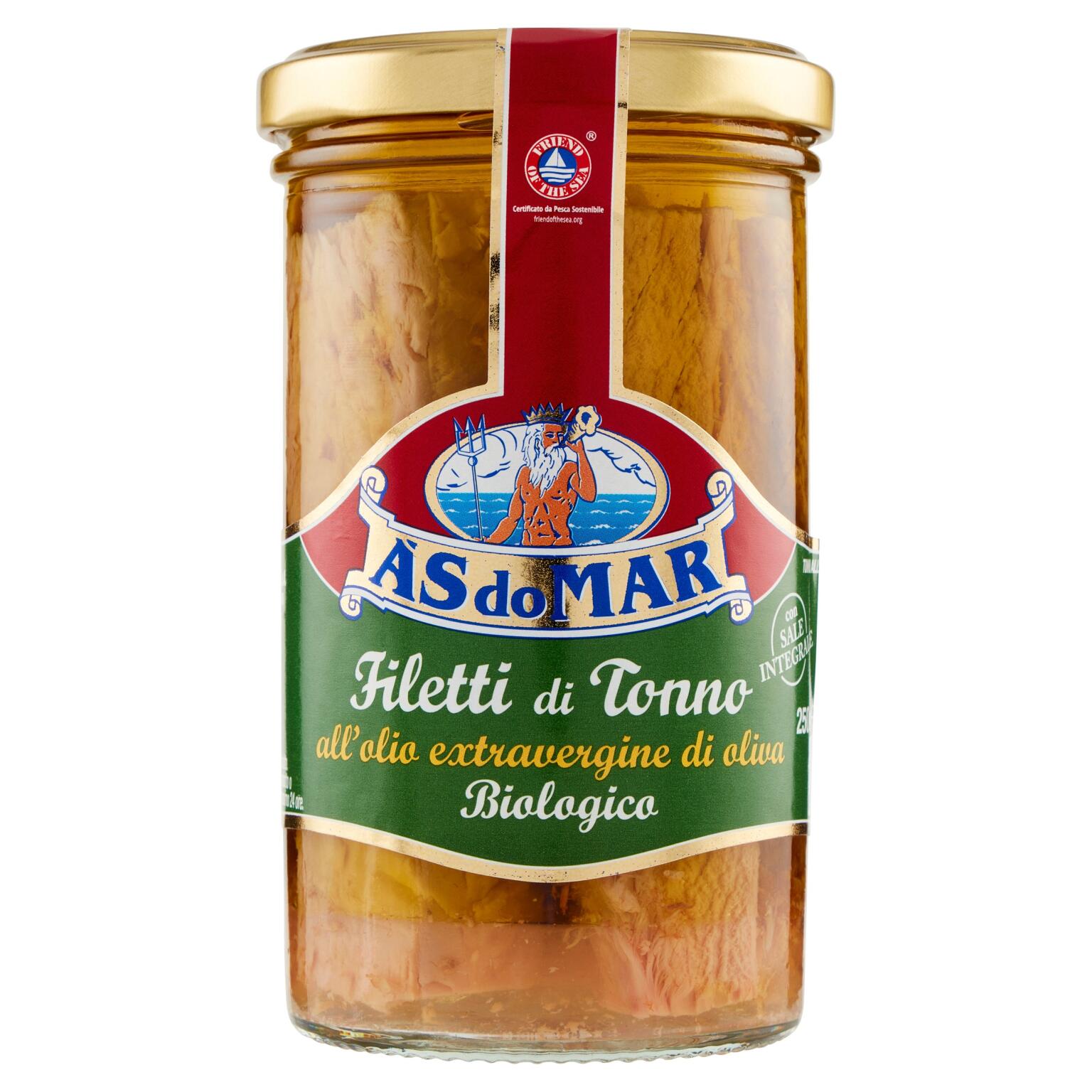 Filetto di Tonno all'olio extra vergine di oliva in vaso vetro biologico 250g AsdoMar