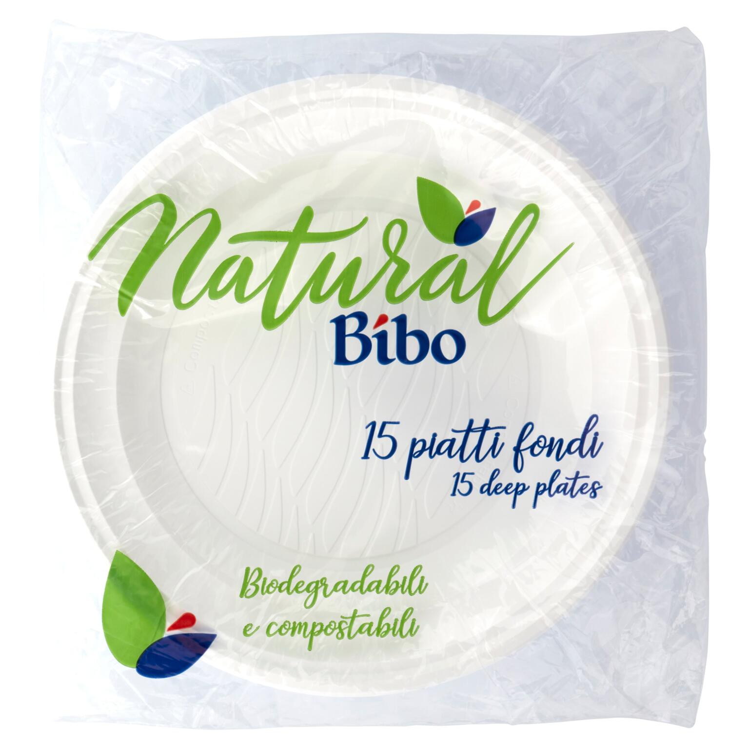 Bioplastica 15 piatti fondi 21,5cm Bibo Italia