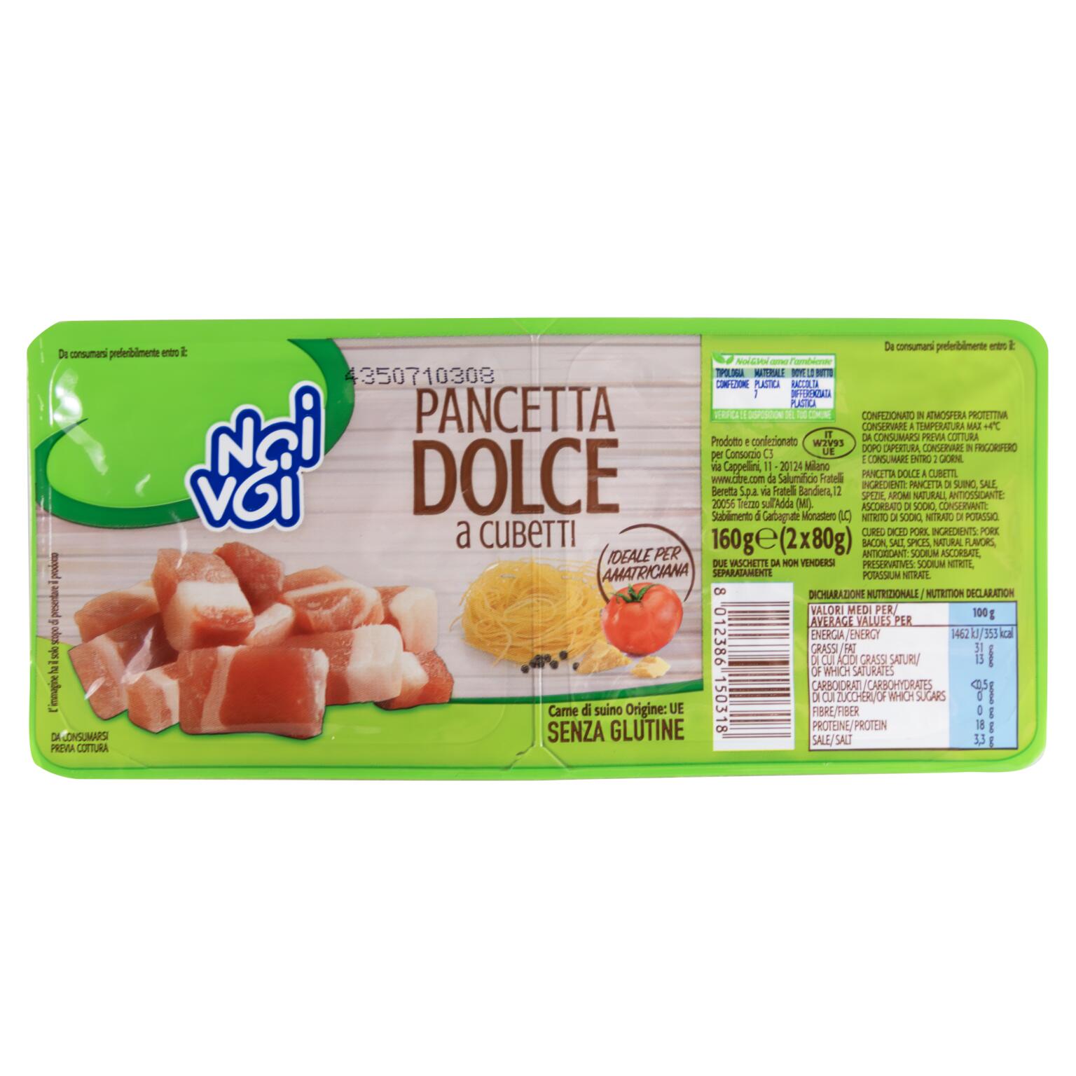 Pancetta dolce a cubetti 80gx2 Noi&Voi