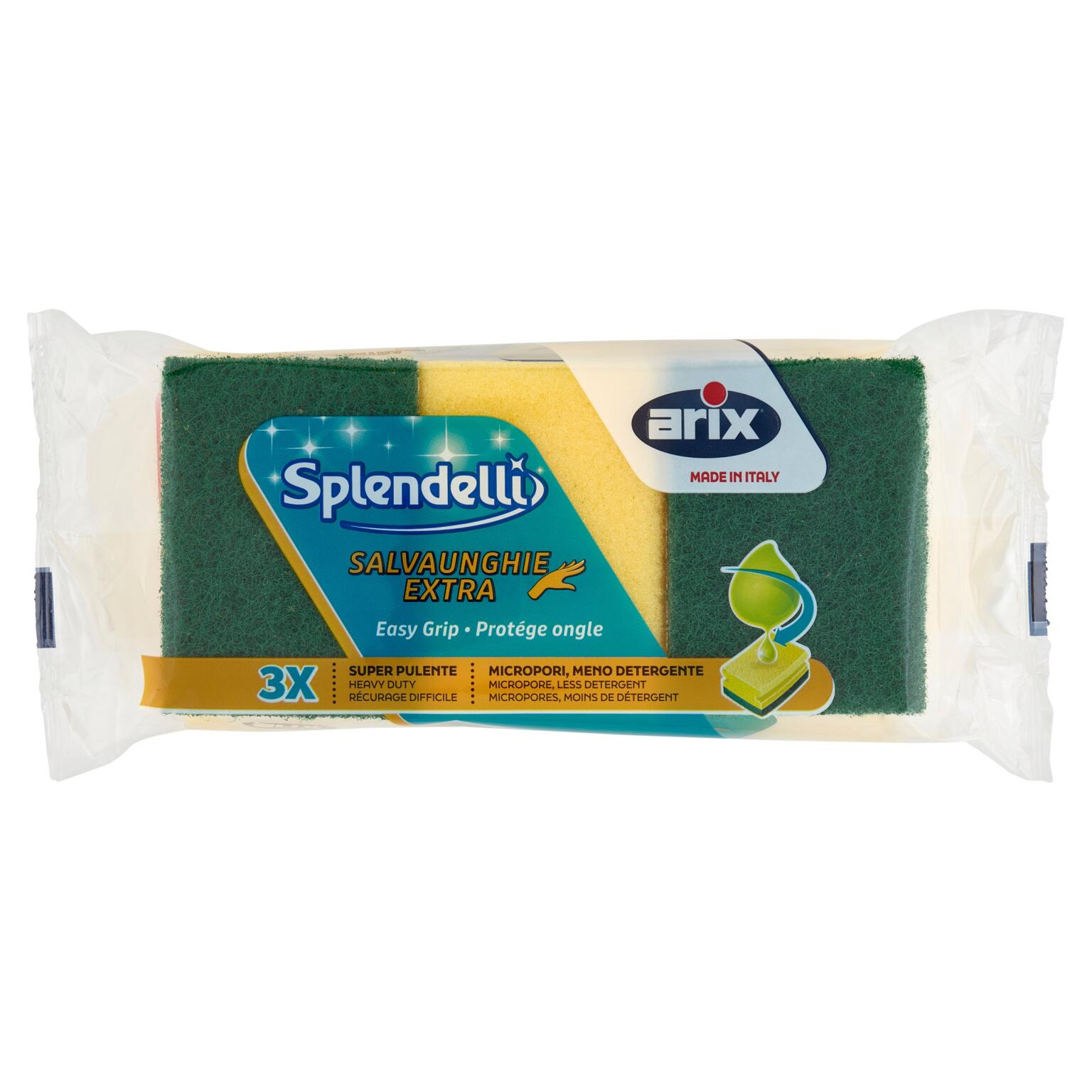 Spugne abrasive splendelli con impugnatura 3 pezzi Arix