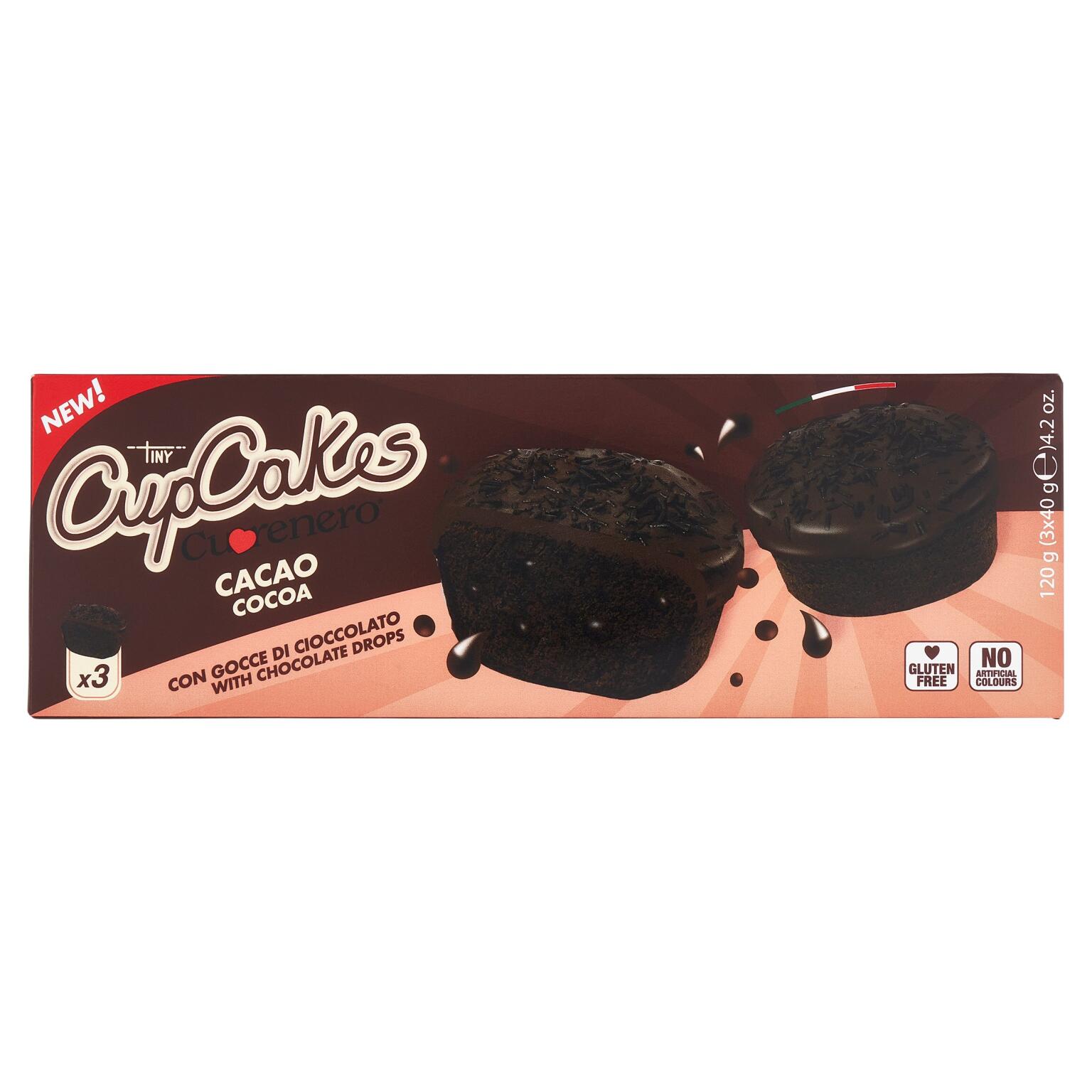 Cupcake cacao in conf.da 120g da 3pz Cuore nero