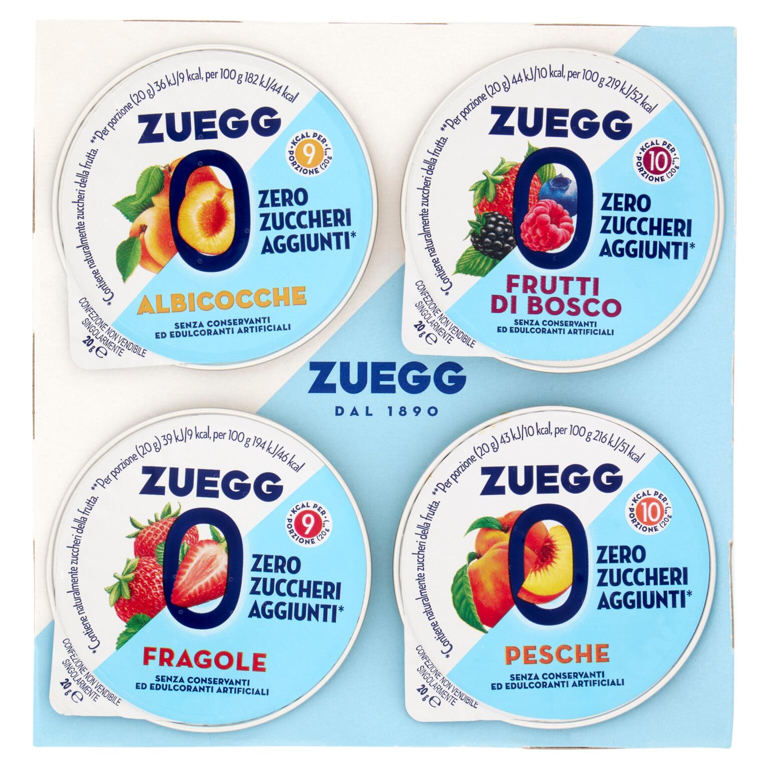 Confettura Zero Zuccheri Aggiunti Frutta Assortita 4x20g Zuegg