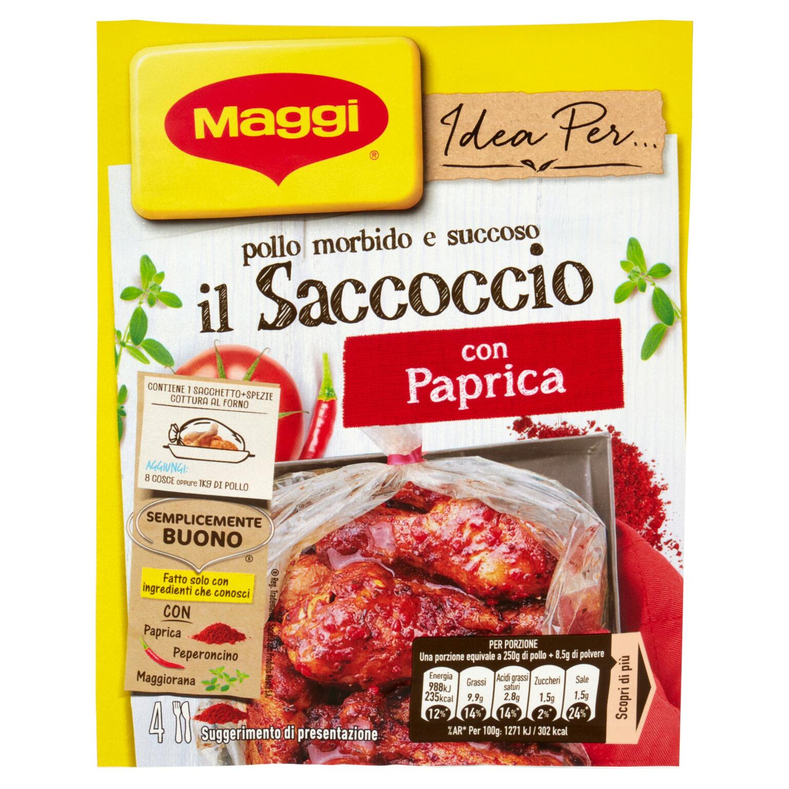 Saccoccio con paprika per preparare pollo morbido e succoso 34g Buitoni