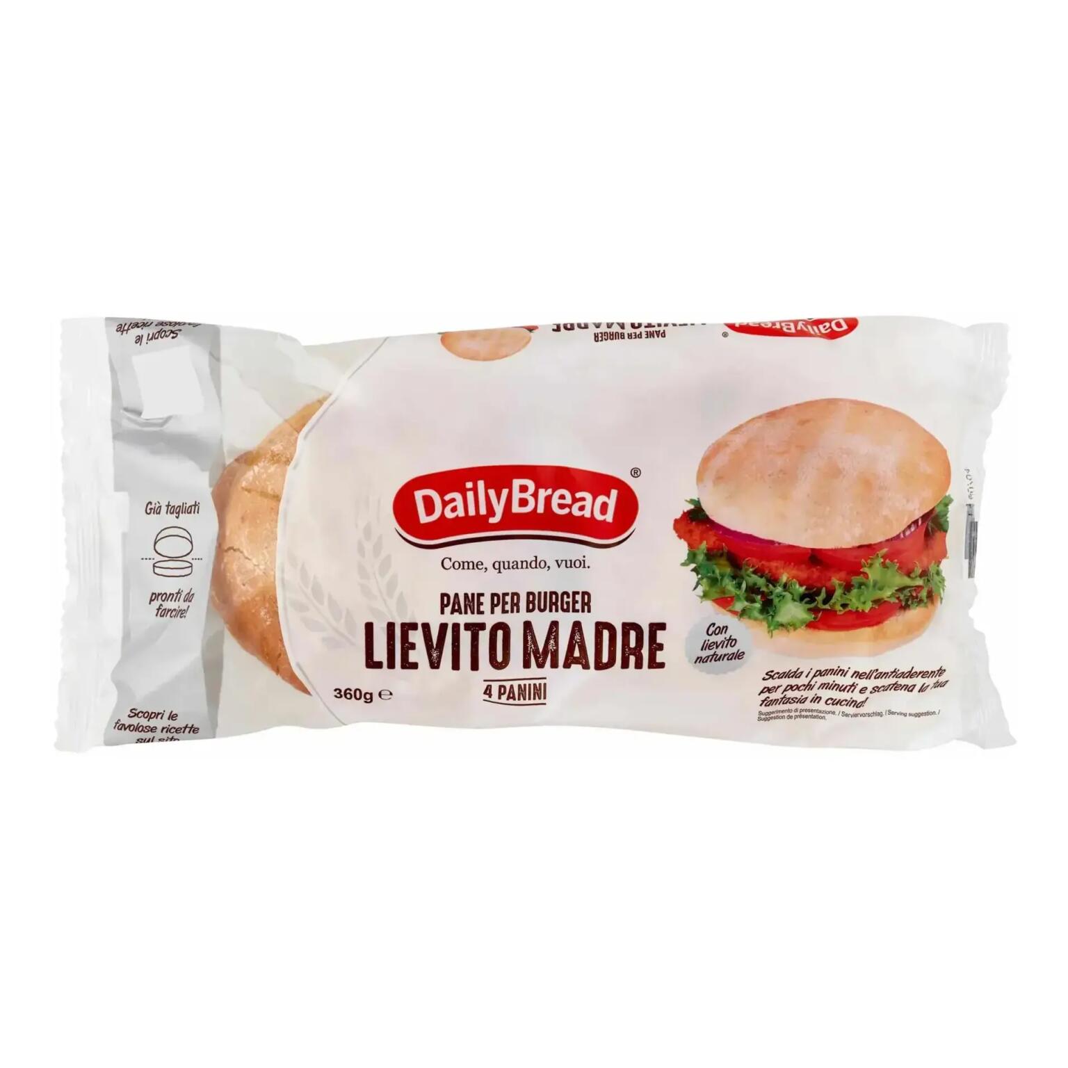 Pane per Burger Lievito Madre 360g 4 panini Daily Bread