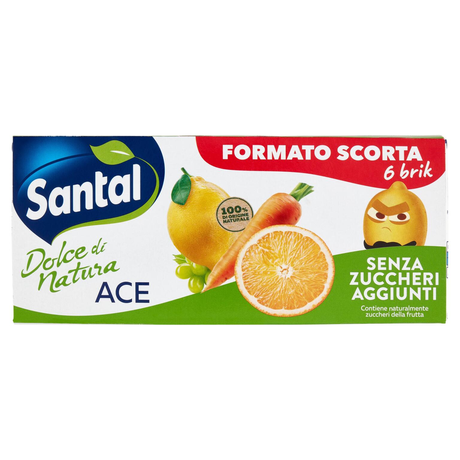 Santal Ace senza zuccheri aggiunti 6x200ml brick Parmalat
