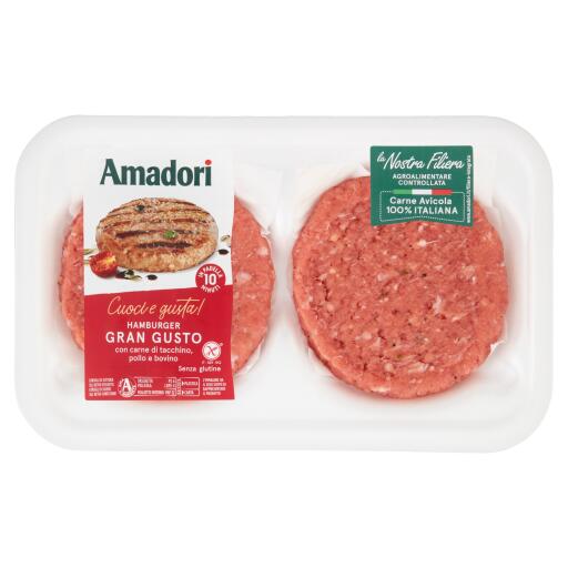 Hamburger gran gusto tacchino,pollo e bovino 204g Amadori
