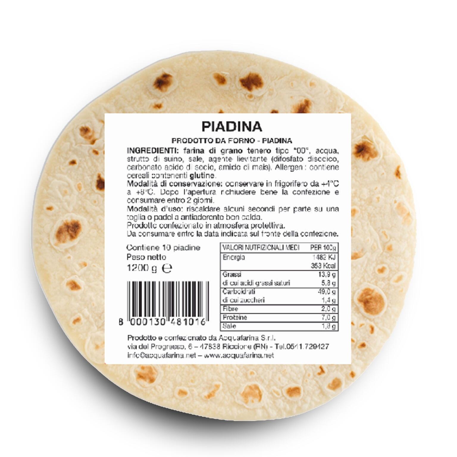 Piadina classica fresca confezione da 10 pezzi 1,2kg