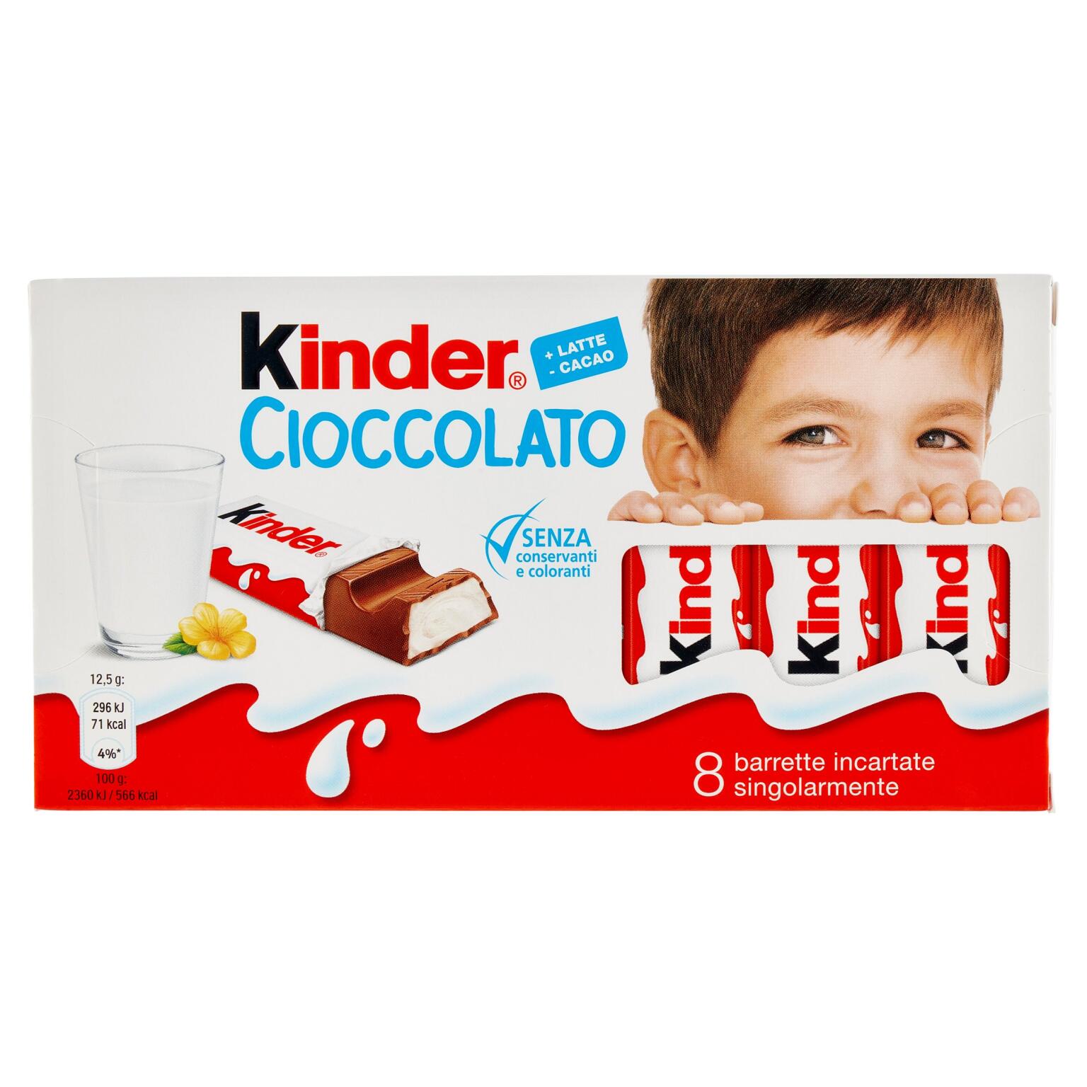 Kinder cioccolato 8 barrette incartate