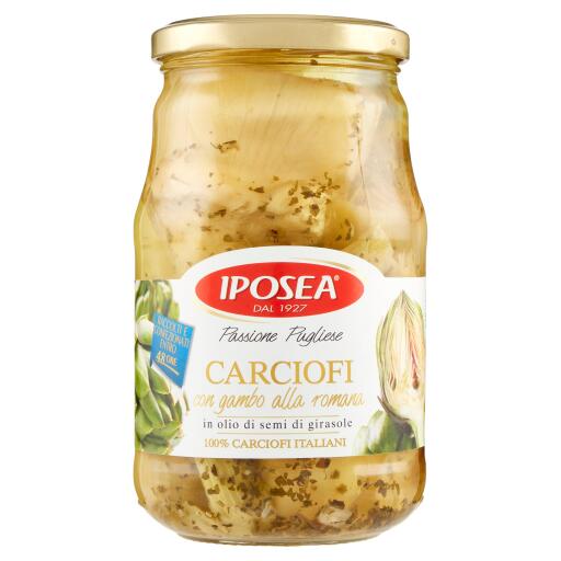 Carciofi alla romana con gambo in olio di semi di girasole 510g Iposea