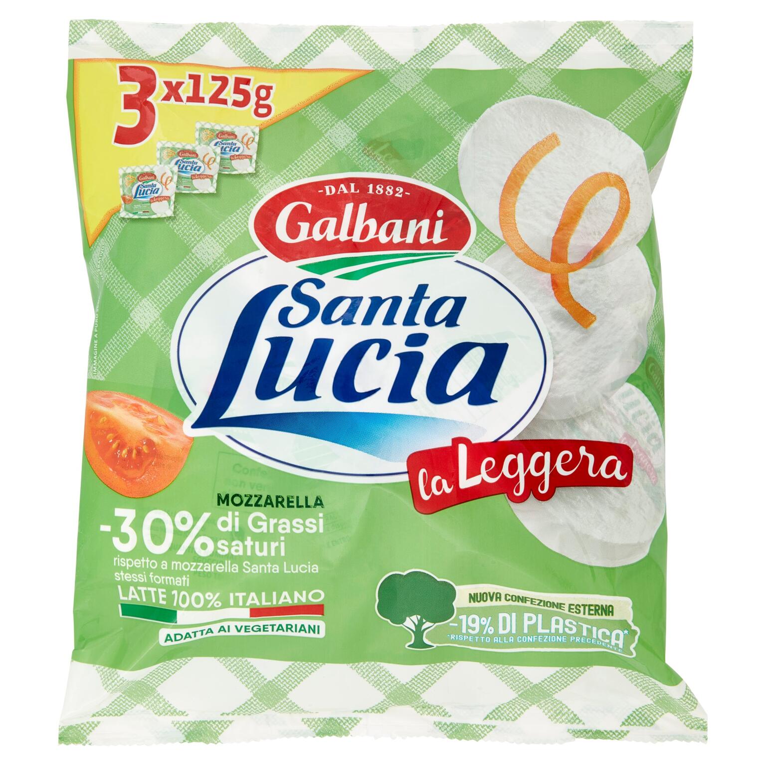 Mozzarella Santa Lucia tris light 3x125g Galbani