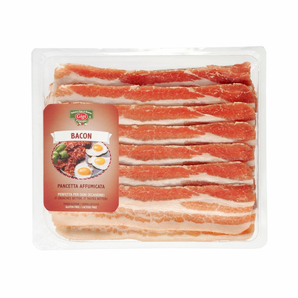Bacon affumicato a fette vaschetta 500g Gigi Salumificio
