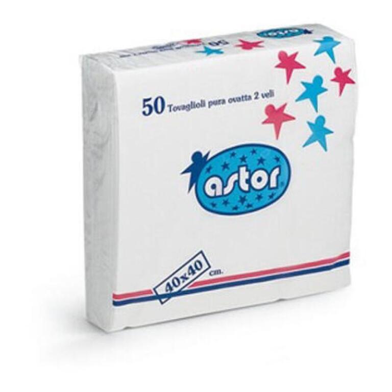 Tovaglioli 2 veli bianco 40x40 50 pezzi Miro' Astor
