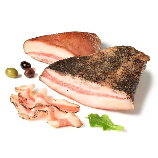 Guanciale al pepe a metà