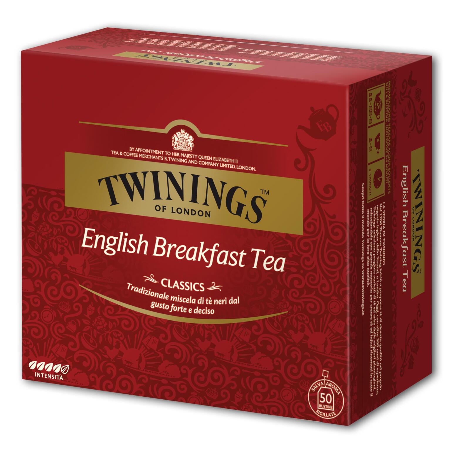 Twinings tè english breakfast classico 50 filtri
