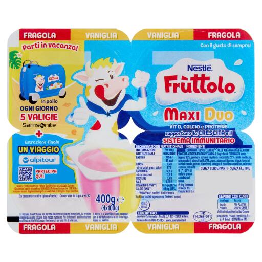 Fruttolo maxiduo fragola e vaniglia 4x100g Nestlé