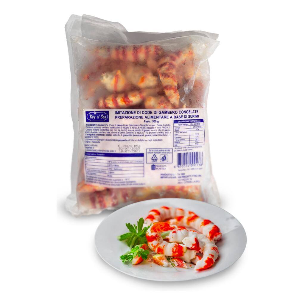 Imitazione di code di gambero congelate preparazione a base di surimi 500g Key of sea