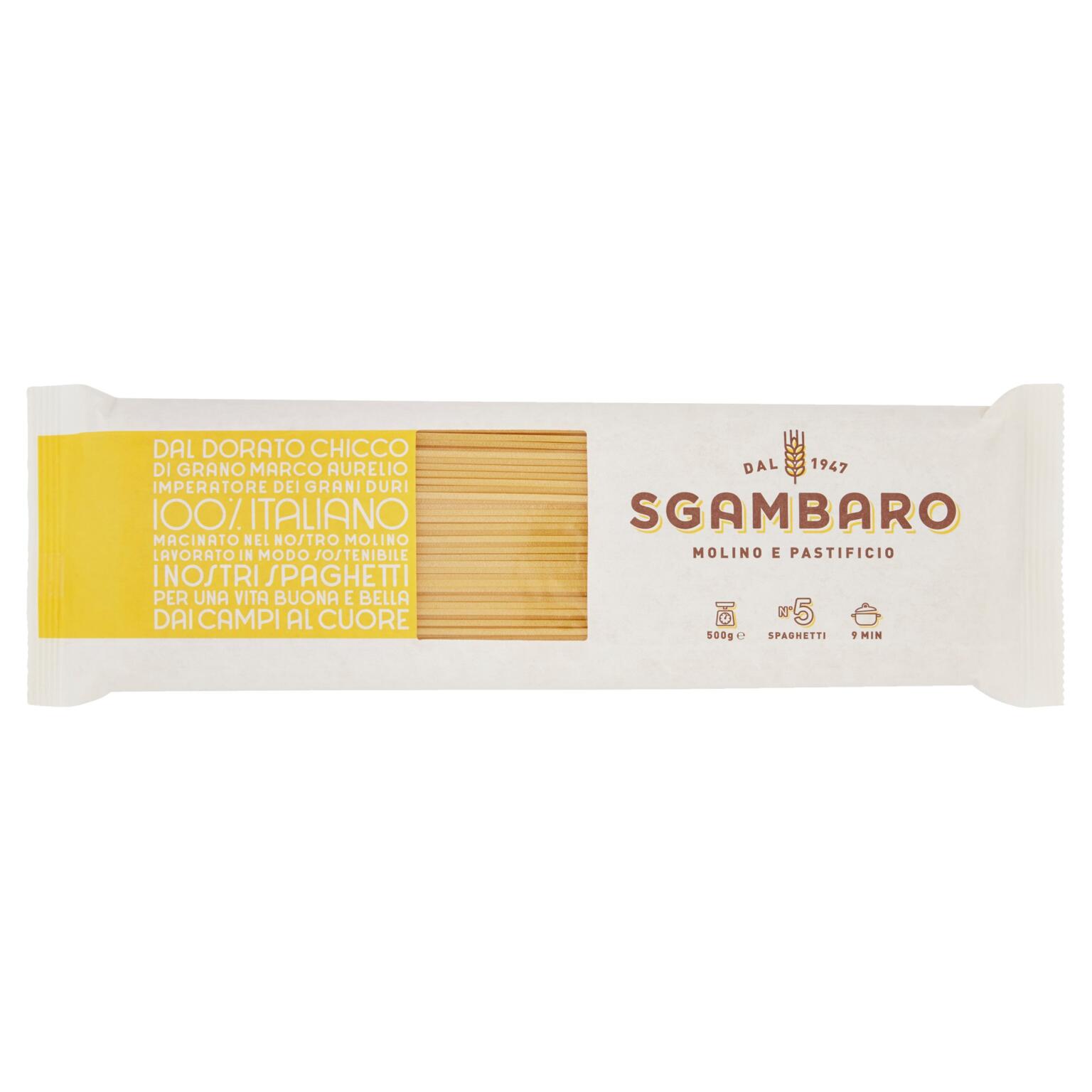500g spaghetti n°5 di grano Marco Aurelio 100% italiano Sgambaro