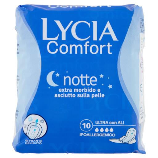 Assorbenti ultrasottili night comfort con ali 10 pezzi Lycia