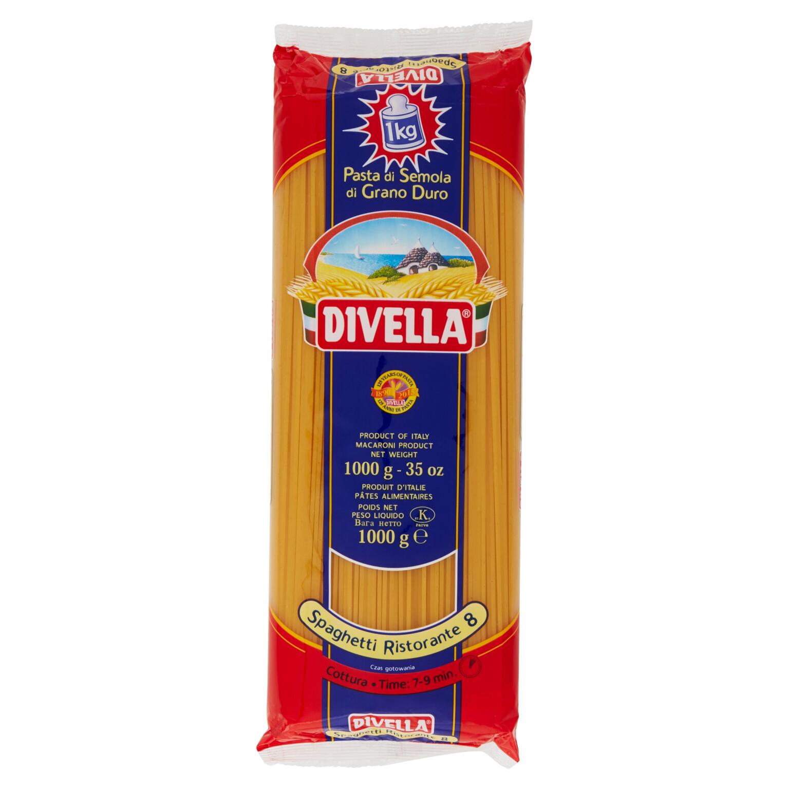 Spaghetti n°8 pasta di semola di grano duro 1Kg Divella