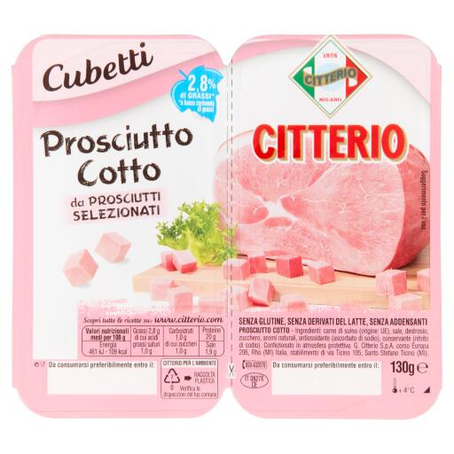 Prosciutto cotto cubetti 130g Citterio senza glutine