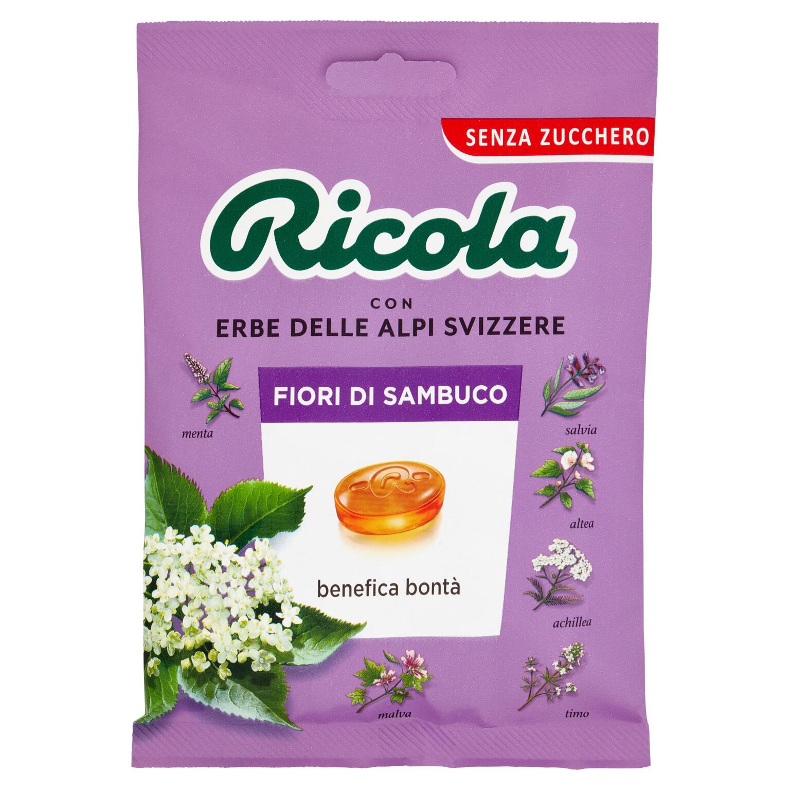 Caramelle fior di sambuco senza zucchero in busta 70g Ricola
