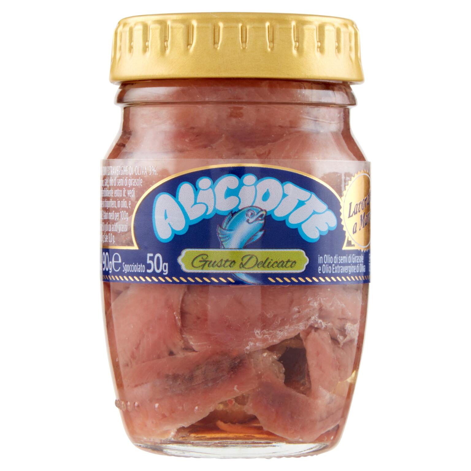 Filetti di alici distese in olio delicato 90g Aliciotte